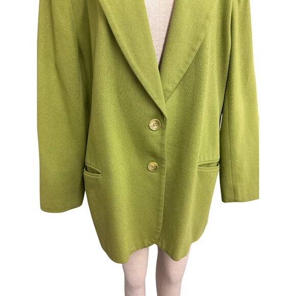 Vintage Wool Jon Lawrence Lime Green Oversized Blazer Coat 20w Tall Plus - Picture 3 of 13